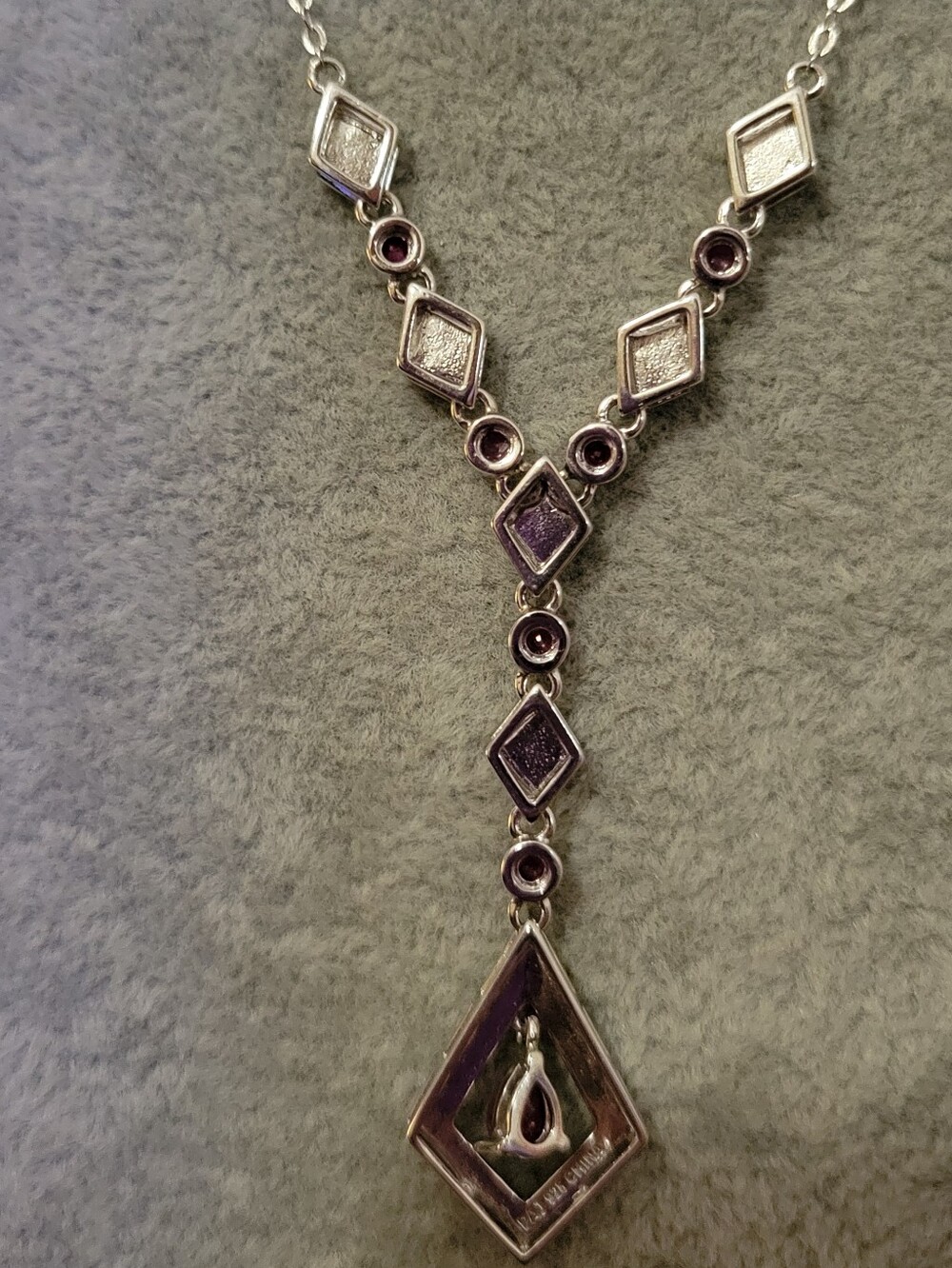 Elegant Art Deco Inspired Natural Ruby & Sterling Silver Y-Necklace - Picture 5 of 9